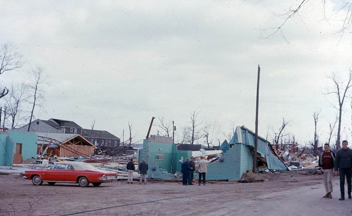 palm sunday tornado damage 1965 from dan cherry Devils Lake Amusement Park, Manitou Beach